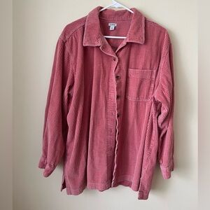 L.L. Bean Corduroy Button Up Shirt Jacket Women's 2X in Salmon Soft Plush Cotton